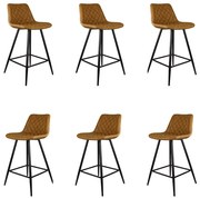 Kit 6 Banquetas Decorativas Magé PU Matelassê c/Apoio para os Pés Base em Aço Marrom G56 - Gran Belo