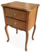 Mesa de Cabeceira Shefield 2 Gavetas Pés Luís XV Estrutura Madeira Maciça Detalhe em Marchetaria