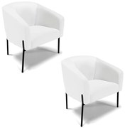 Poltrona Decorativa Pé de Ferro Preto Kit 2 Stella Sintético D03 - D'Rossi - Branco