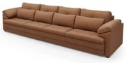 Sofá Retrátil 4 Lugares Para Sala 339cm Dijon Couro Mel S07 - Mpozenat