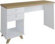 Mesa Para Computador Escrivaninha 2 Gavetas Sky Olmo/Branco - Artany