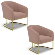 Poltrona Decorativa Industrial Dourado kit 2 Stella Bouclê D03 - D'Rossi - Rose