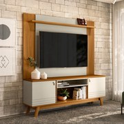 Conjunto Painel Extensível e Rack Tremonti/Cronos TV até 75 Polegadas Nature/Off White G77 - Gran Belo