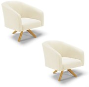 Poltrona Decorativa Giratória MA30 Kit 2 Stella Cotelê Int/Veludo D03 - D'Rossi - Off White
