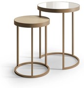 Mesa Lateral Ignácia Redonda Tampo Espelho com Aro Metálico Base Aço Carbono com Pintura Epóxi