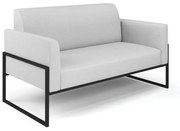 Sofá Namoradeira Base Industrial Alta Preto Marisa Linho - A05 Cinza
