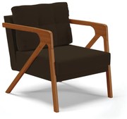 Poltrona Melissa Suede Base de Madeira Castanho D03 - D'Rossi - Marrom