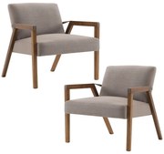 Kit 02 Poltronas Decorativas Sala de Estar Dux com Detalhe em PU Sintético Marrom G66 - Gran Belo