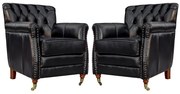 Kit 02 Poltronas Decorativas Sala de Estar Níger Pés Príncipe Couro Preto G58 - Gran Belo
