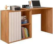 Mesa para Escritório Home Office 1 Porta Ripada Tech Freijó/Off White