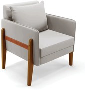 Poltrona Lana Veludo Base de Madeira D03 - D'Rossi - Cinza
