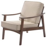 Poltrona Natur Linho Bege Base Madeira - 37805 Sun House