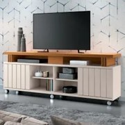 Rack Bancada de TV 70 Pol 180cm Briz Off White/Cinamomo - HB Móveis