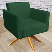 Poltrona Decorativa Isabella Base Giratória Madeira Suede Verde G19 - Gran Belo