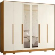 Guarda Roupa Casal 270cm com Espelho Fascine A02 Off/Cinamomo - Mpozen