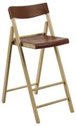 Banqueta Dobrável Alta com Encosto Tramontina Potenza Marrom Madeira Tauari Natural