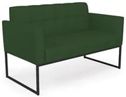 Sofá Namoradeira Base Industrial Preto Ana Veludo Luxo Verde - Ibiza