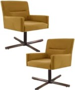 Kit 2 Poltronas Decorativas Giratórias Base Xis Madeira Angel Veludo C