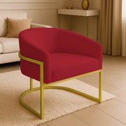 Poltrona Sala Decorativa Industrial Dourada Arielle Veludo - Marsala