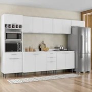 Armário de Cozinha Com Tampo CP06 330cm Pérola Branco Z34     - Mpozen