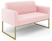 Sofá Namoradeira Base Industrial Dourado Marisa Suede D03 - D'Rossi - Rosa Bebê