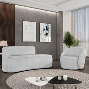 Sofá 2 Lugares Orgânico 140cm Morgan e Poltrona Lua Bouclê Cinza