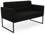 Sofá Namoradeira Elisa Suede Base Metálica Industrial Preto D03 - D'Rossi  - Preto