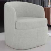 Poltrona Giratória Decorativa para Sala Dandara Z08 Linho Cinza - Mpoz