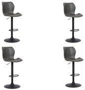 Kit 4 Banquetas Base em Aço Giratória Naboo Com Regulagem de Altura PU Cinza Chumbo G56 - Gran Belo