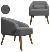 Kit 2 Poltronas Decorativas Lara Pés de Madeira Linho Cinza - Sheep Estofados - Cinza