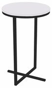 Mesa Lateral Alta Volpi Branco Base Metálica Industrial Preto 56 cm A05 - D'Rossi