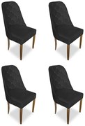 kit com 4 Cadeiras de Jantar Dublin Suede Preto
