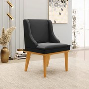 Kit 2 Poltronas Decorativas Base Fixa de Madeira Firenze Veludo Preto/Castanho G19 - Gran Belo