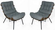 Kit 2 Poltrona Decorativa Costela Suede Cinza