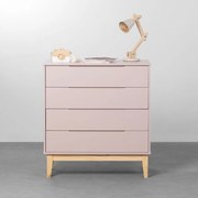 Cômoda Elfe 4 Gavetas com Pés Square Natural - Rosa Fosco
