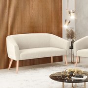 Sofá 2 Lugares Namoradeira Pé Palito Natural Stella Bouclê D03 - D'Rossi - Bege
