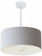 Lustre Pendente Cilíndrico MD-4052 Cúpula em Tecido 50x21cm Rustico Cinza - Bivolt