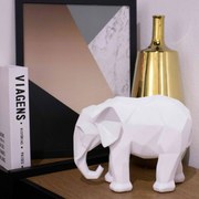 Escultura Decorativa Elefante Em Poliresina Branco 15x20x9 cm M02 - D'Rossi