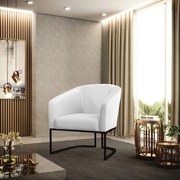 Poltrona Decorativa Industrial Preto Kit 2 Stella Sintético D03 - D'Rossi - Branco
