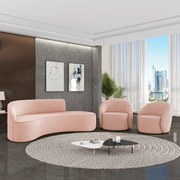 Sofá 4 Lugares Orgânico 220cm Morgan e 2 Poltronas Lua Veludo Rose D03 - D'Rossi