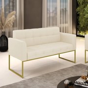 Sofá Namoradeira Elisa Linho Base Metálica Industrial Dourado D03 - D'Rossi  - A19 Bege