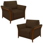 Kit 2 Poltronas Decorativas Sala de Estar 102cm Pés Madeira Roya Z32 V