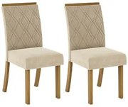 Kit 2 Cadeiras Estofadas para Sala de Jantar Vita Nature/Linho - Henn
