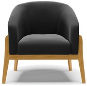 Poltrona Decorativa Base de Madeira kit 2 Stella Suede D03 - D'Rossi - Preto