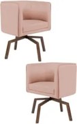 Kit 2 Poltronas Decorativas Base Ka Madeira Betina C-105 Linho Rosê -