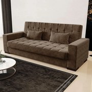 Sofá Cama Sala de Estar 210cm Beesley Suede Marrom G19 - Gran Belo