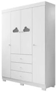 Guarda Roupa Infantil 4 Portas 3 Gavetas Amora Z39 Branco - Mpozenato