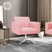 Kit 2 Poltronas Giratória Viena Gomada Suede com Base Cromada D03 - D'Rossi - Rose