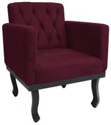 Poltrona Classic Pés Luís XV Suede Bordô - ADJ Decor