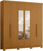 Guarda Roupa Casal 200cm com Espelho Viny A02 Cinamomo      - Mpozenat